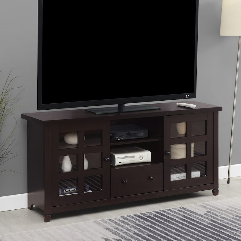 Newport Park Lane 1 Drawer TV Stand with Storage Cabinets and Shelves for TVs up to 65 Inches - Espresso