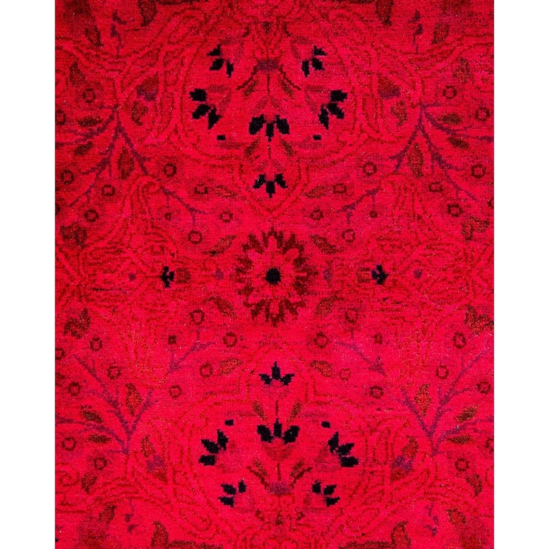 Overton Hand Knotted Wool Vintage Inspired Modern Contemporary Overdyed Pink Square Area Rug - 6' 1" x 6' 2"