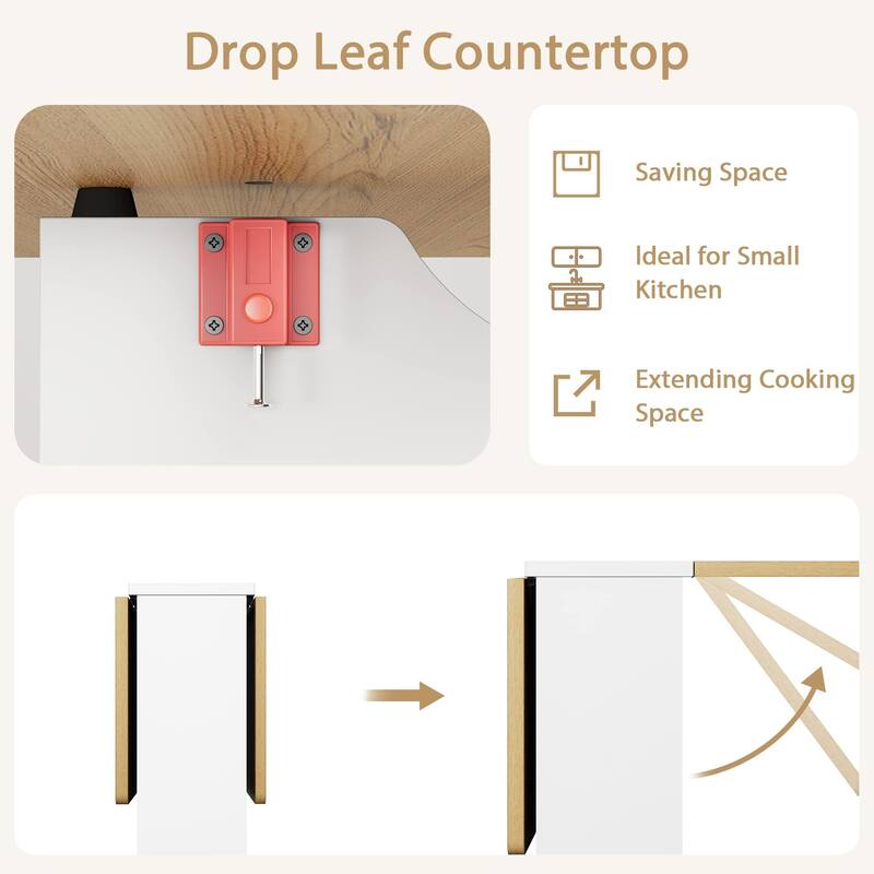 Space Saving Folding Dining Table with 2 Tier Storage
