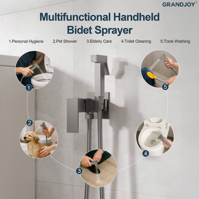 GRANDJOY Bathroom Handheld Bidet Attachment for Personal Hygiene, Pet Washing, and Cloth Diaper Rinsing