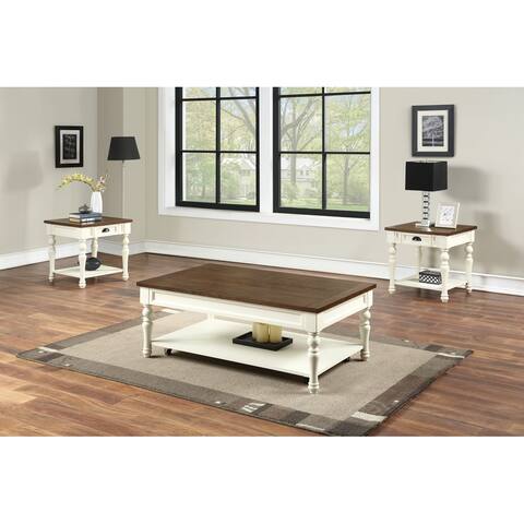 The Gray Barn Jillian Ivory and Mocha Wood 3-piece Occasional set