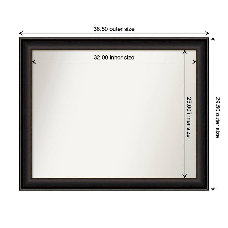 Trio Oil Rubbed Bronze Framed Non-Beveled Custom Wall Mirror, Bathroom Vanity Mirror - Outer Size: 36.5 x 29.5