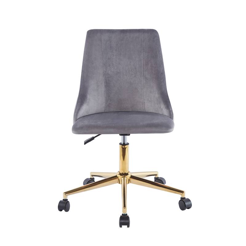 Porthos Home Rae Office Chair, Velvet Upholstery, Gold Chrome Legs