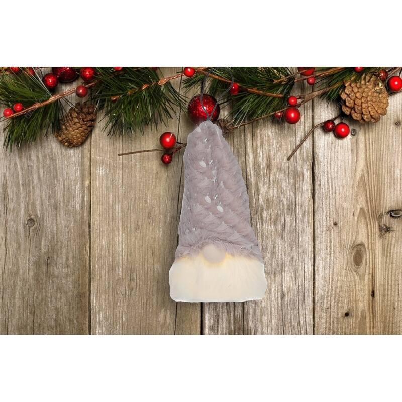 Fluffy Pink and Silver Hanging Light Up Gnome
