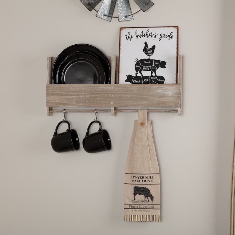 Sawyer Mill Charcoal Cow Button Loop Kitchen Towel Set of 2 - Kitchen Towel 6.5x18