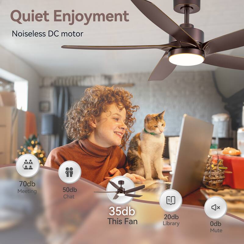 54-inch 5-Blade Integrated LED Ceiling Fan with Light and Remote