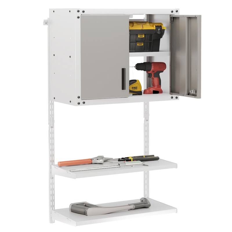 Gymax Metal Wall Cabinet w/ Locking Doors & 3 Adjustable Shelves for - White