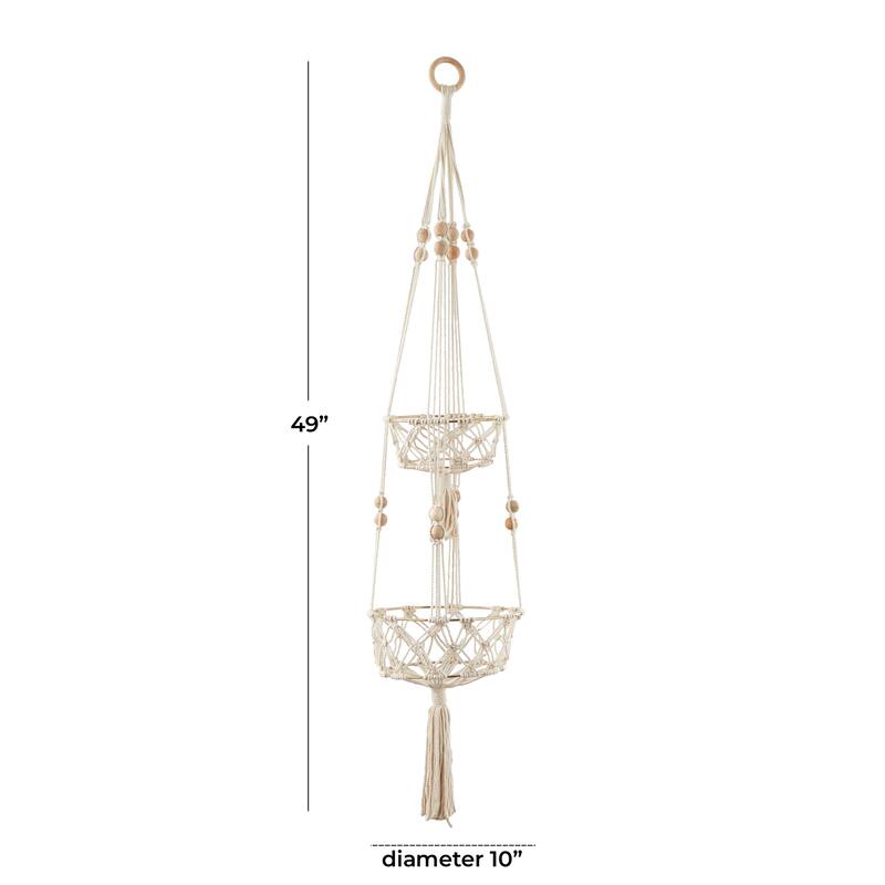 Intricately Handmade Fabric Hanging Macrame Wall Planter - Brown or White