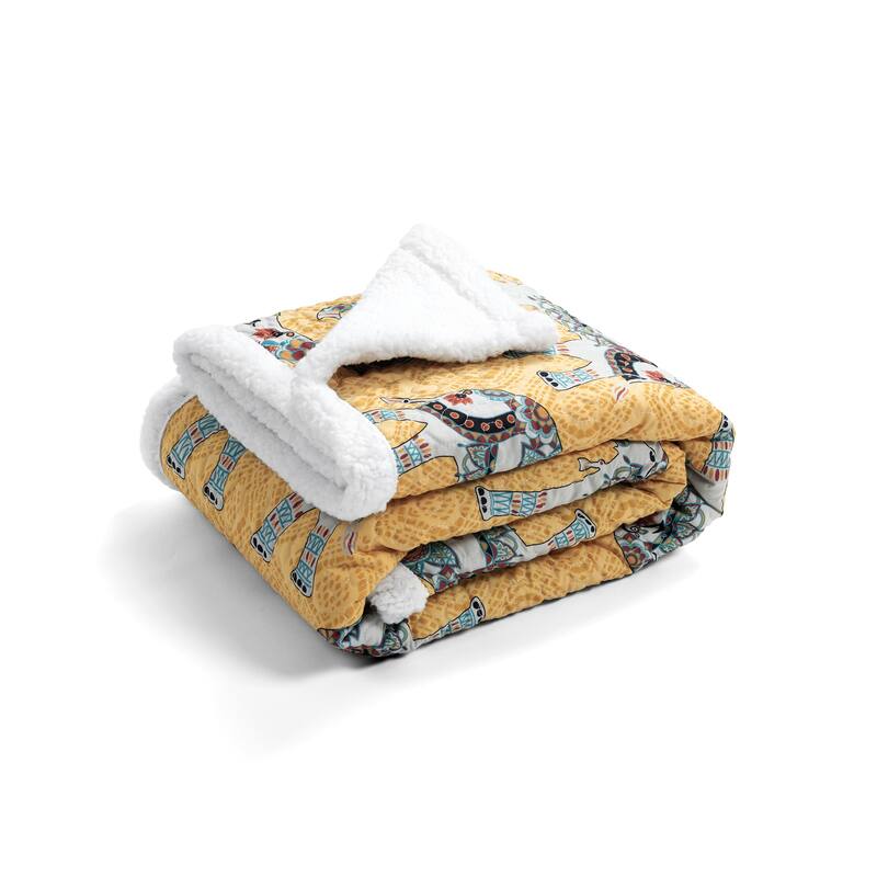 Lush Decor Hati Elephants Sherpa Throw
