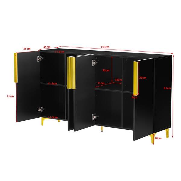 Image showcasing A Glossy Finish Light Luxury Storage Cabinet With Adjustable Shelves ...