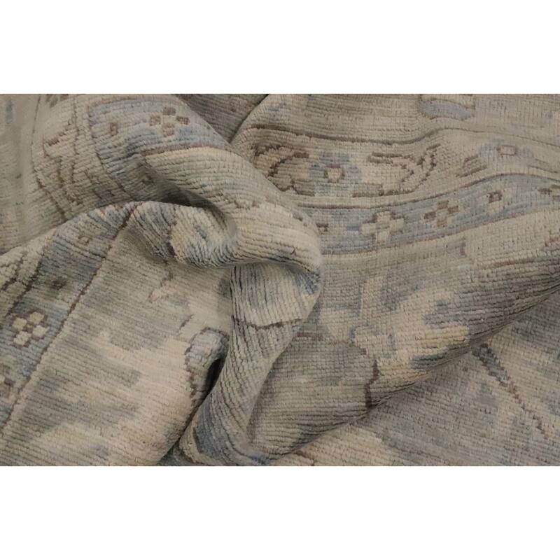 Hand Knotted Oriental 100% Wool Carpet Transitional All-Over Greys & Charcoal Oushak Area Rug - 15' 0'' X 12' 2''