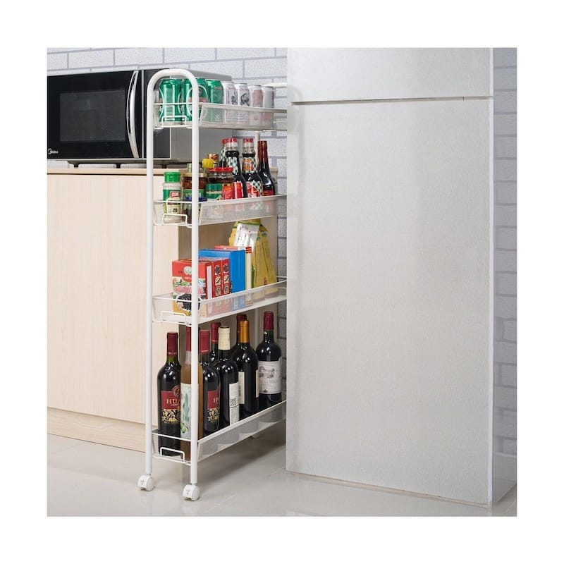 4-Tier Kitchen Slilm Rolling Storage Cart Slide Out Trolley Shelve