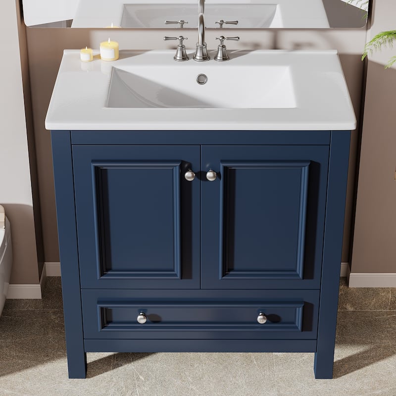 30 Inches Modern Bathroom Vanity with Sink & 1 Drawer, Vanities Cabinet