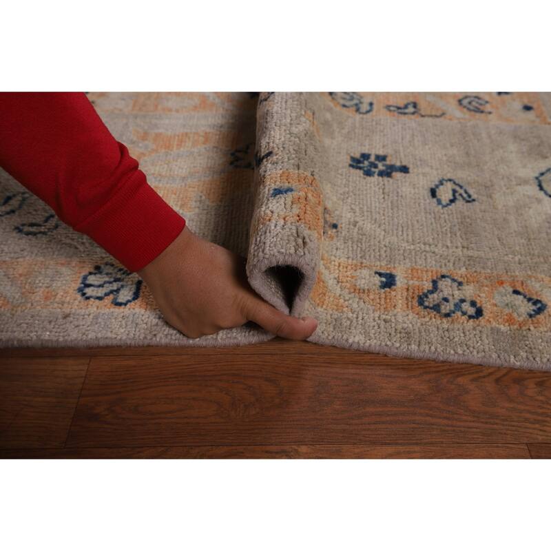All-Over Floral Oushak Vegetable Dye Area Rug Hand-Knotted Wool Carpet - 8'1"x 10'5"
