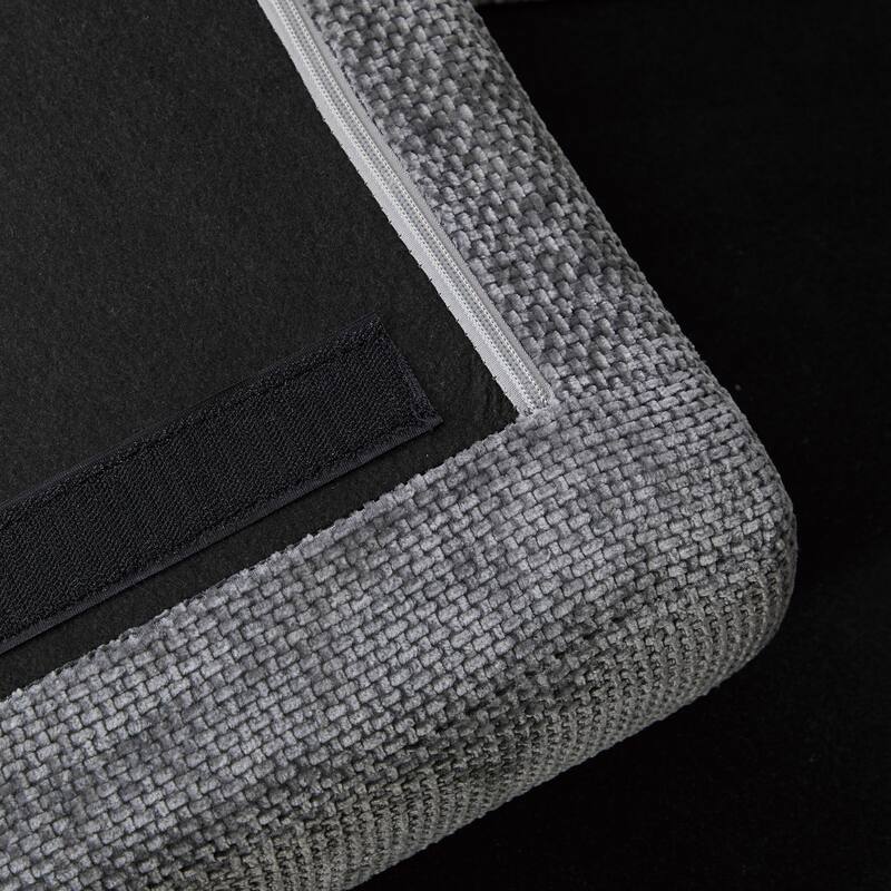 46" Wide Modern Upholstered Chenille Ottoman, Foot Stool Square Footrest with Black Metal Legs for Living Room, Bedroom