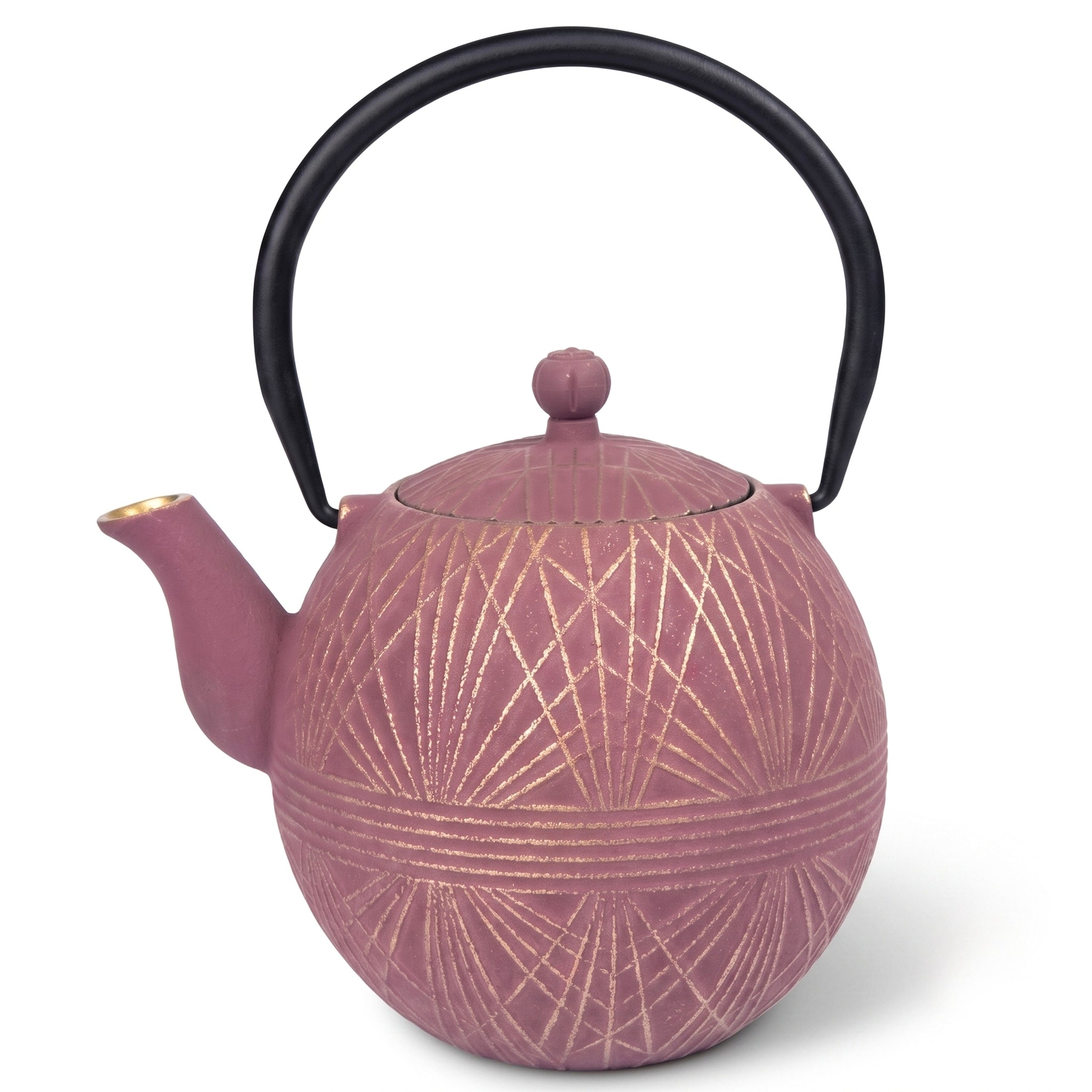 Creative Home 34 oz Purple Cast Iron Teapot with Stainless Steel Infuser Basket