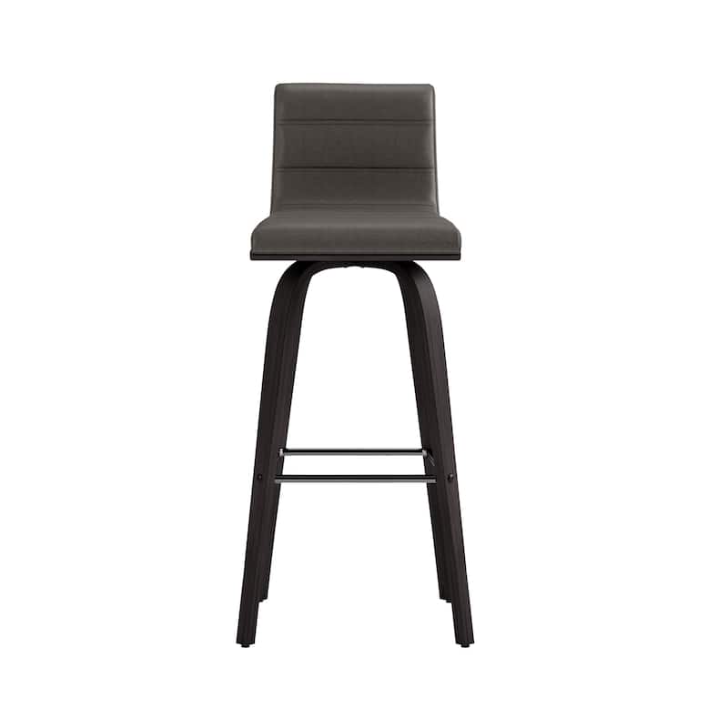 Skara Swivel Bar Stool, Upholstered Bar Height Chair with Bentwood Frame