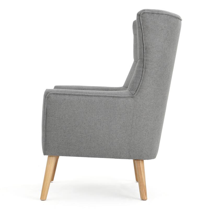 Roomfitters Mid-Century Modern Accent Chair with Tufted Back and Wood Legs, Upholstered Lounge Chair