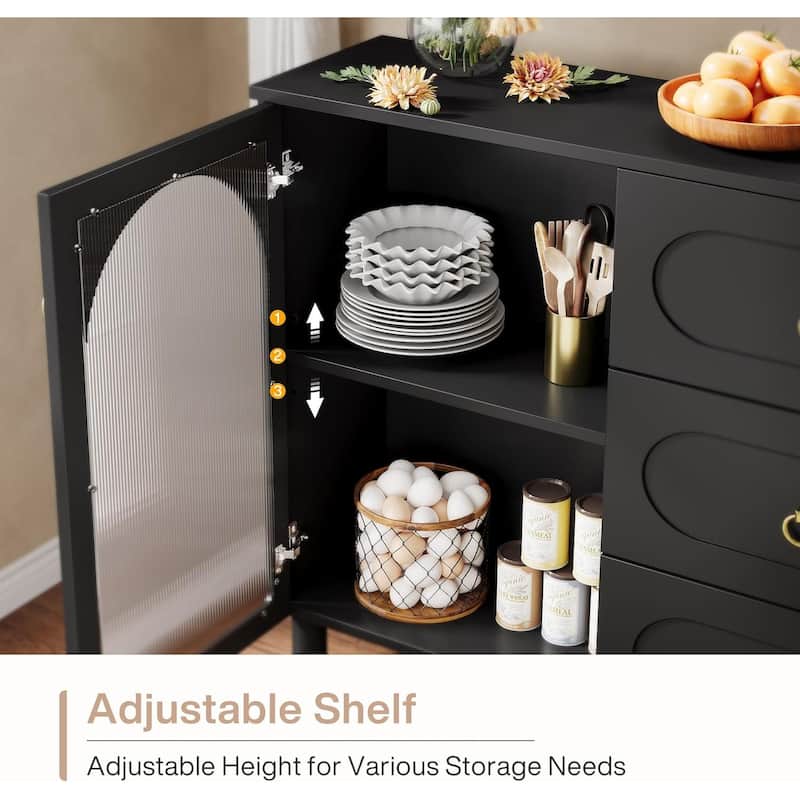 59" Modern Sideboard Buffet Cabinet with Storage for Kitchen, Living Room, Black