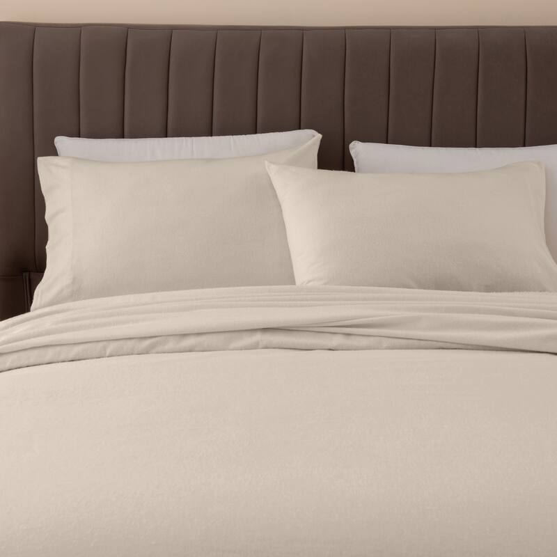 Ultra Soft 100% Turkish Cotton Flannel Double Brushed Solid Sheet Set
