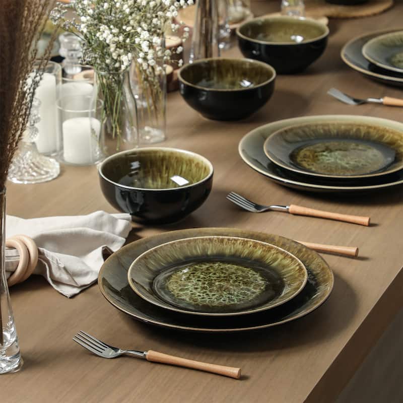 Stone Lain Riley Stoneware Dinnerware Set with Reactive Glaze