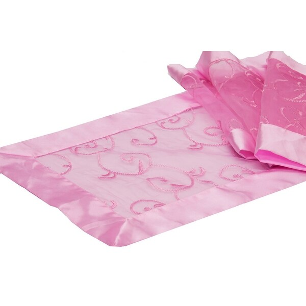 10 Pieces, Swirl Embroidery Table Runner Approx. 12" x 106" Edge: Folded Ribbon - Pink