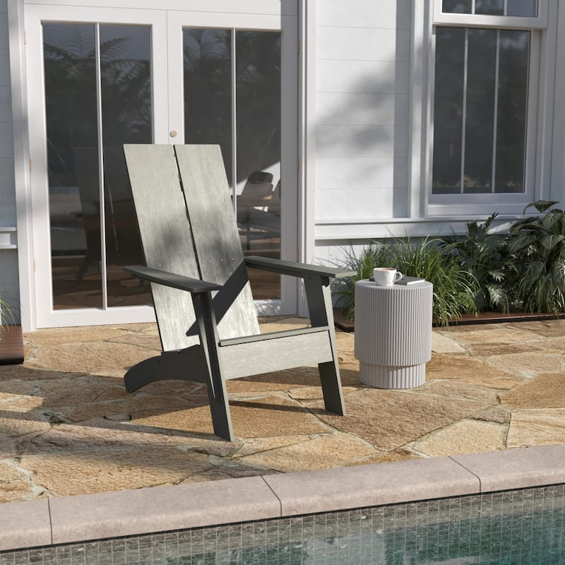 Modern Dual Slat Back Adirondack Style Patio Chair - Gray