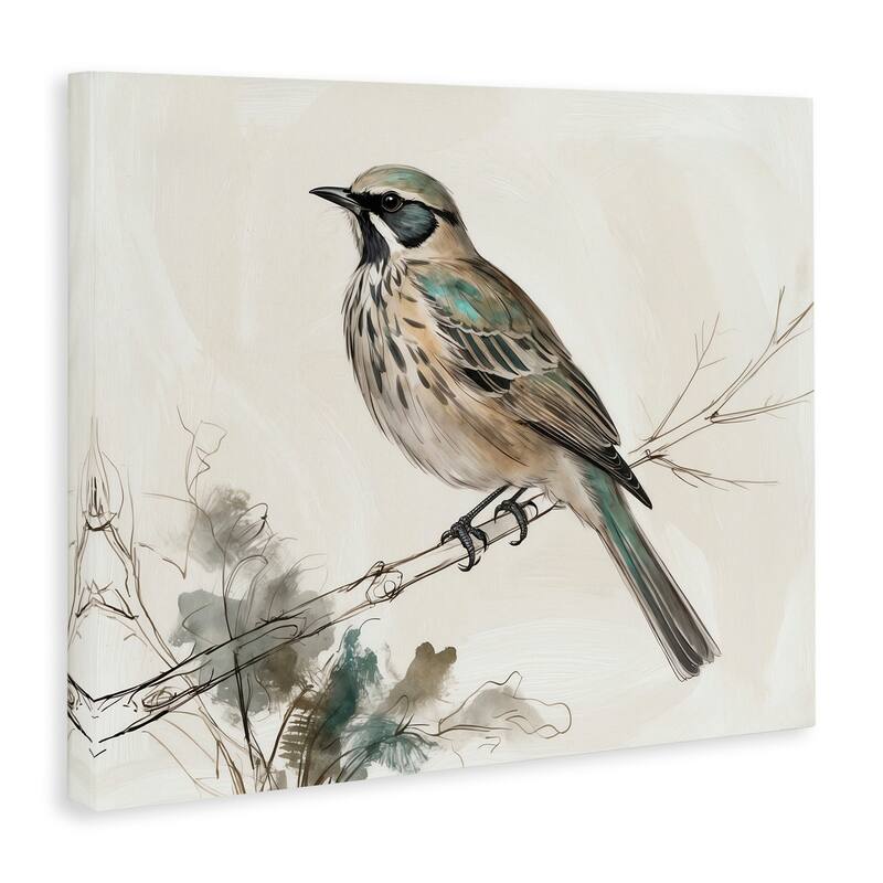 Stupell Perched Bird Illustration Canvas Wall Art Design By LSR Creative Studio