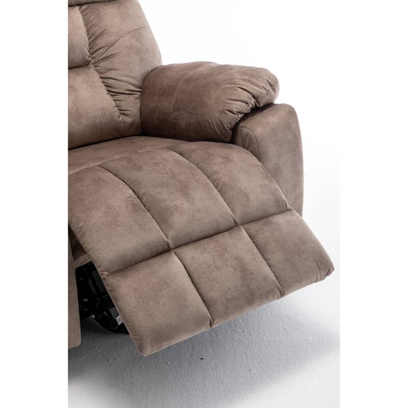 Brown Power Lift Recliner Chair with Massage, Lumbar Heating, Silent German Motor, Goose Down Fabric, and Cup Holders