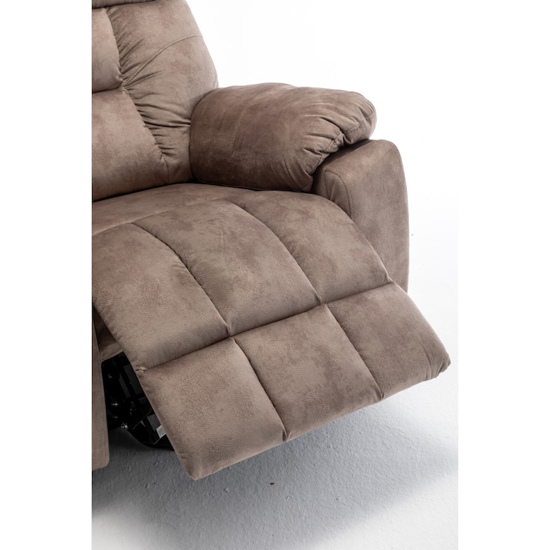 Brown Power Lift Recliner with Massage, Lumbar Heating, Silent German Motor, Luxurious Goose Down Fabric, and Cup Holders