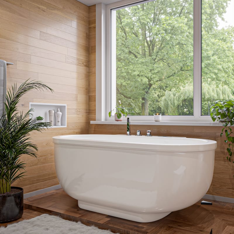 6 ft Acrylic White Whirlpool Bathtub w Fixtures