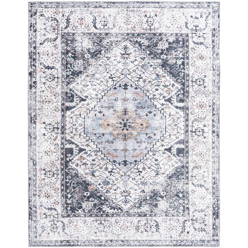 Traditional Tira Collection Area Rug - 7'10"x10' - Linen-Charcoal