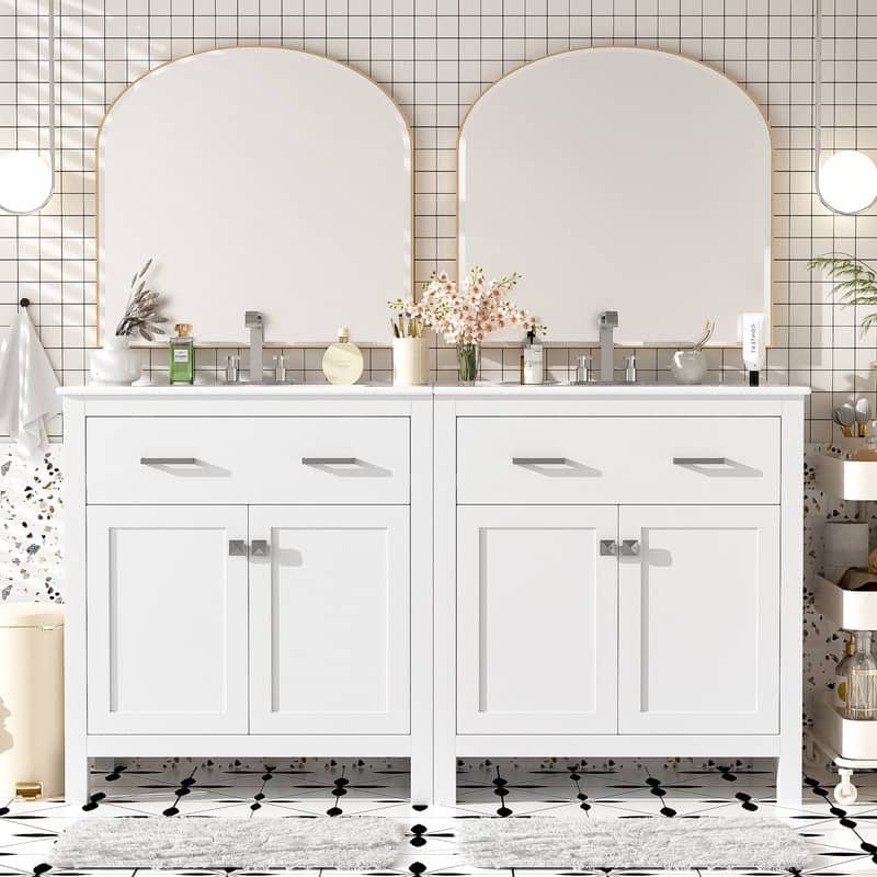 MEDUNJESS 30''/ 60'' Bathroom Vanity with Ceramic Sink, Bathroom Storage Cabinet