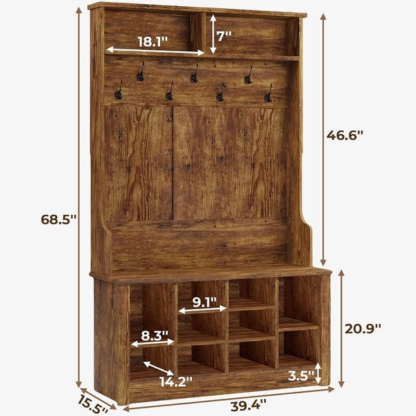 Hall Tree Storage Bench 3-in-1 Entryway Bench Coat Rack - Bed Bath ...
