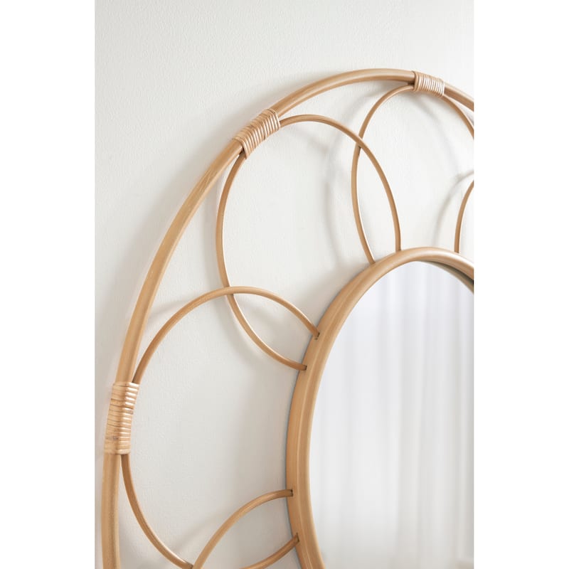 Kate and Laurel Cori Round Rattan Mirror