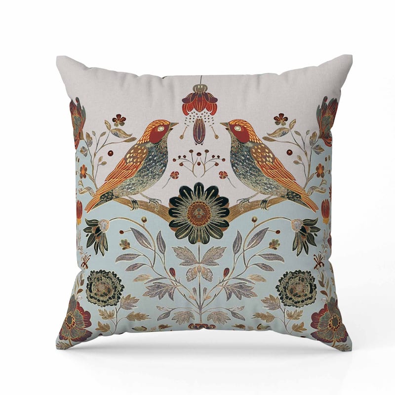 Birdsong Ballet Faux Suede Reversible Throw Pillow Teal and Orange