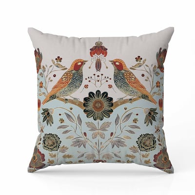 Birdsong Ballet Faux Suede Reversible Throw Pillow Teal and Orange