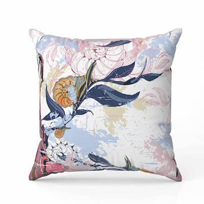 Leaf Lurker Faux Suede Reversible Throw Pillow Blue and Pink