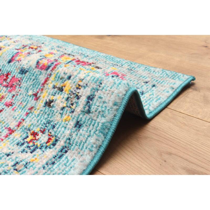 ECARPETGALLERY Machine Made Jasmine Blue Area Rug