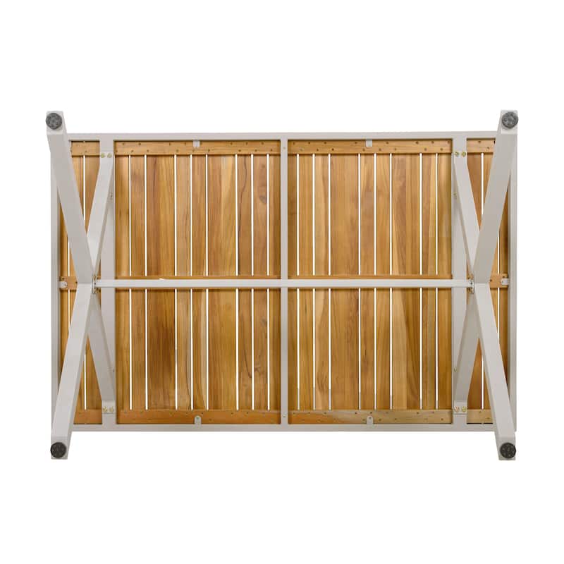 Christopher Knight Home Thalric Patio Acacia Wood Top and Steel Frame Rectangular Dining Table