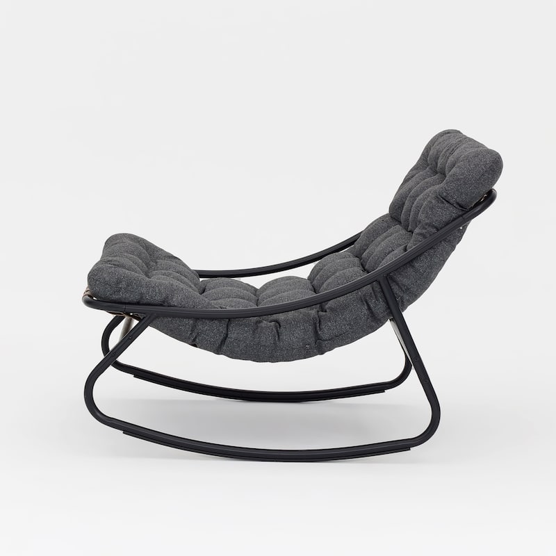 Outdoor Patio Scoop Rocking Lounge Chair with Cushions