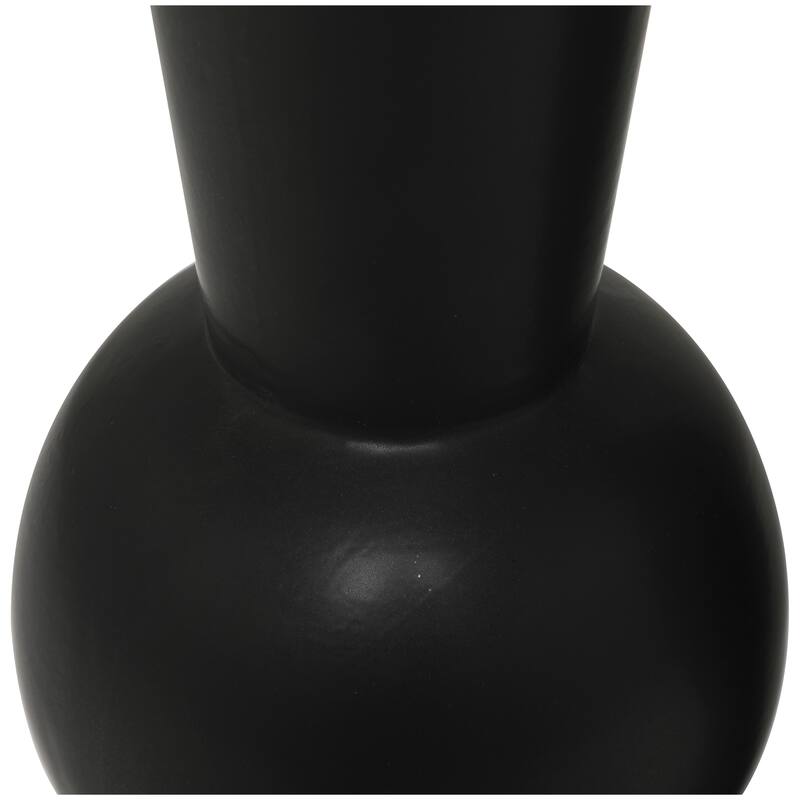 Black Ceramic Fluted Round Abstract Decorative Vase (Set of 2) - 24", 20"H