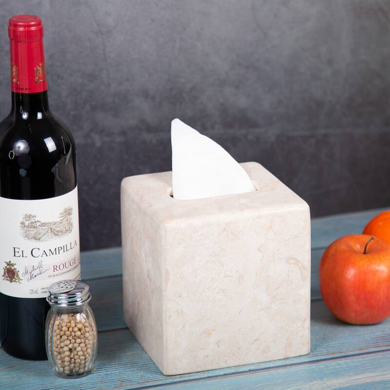 Creative Home Champagne Marble Tissue Box Holder Tissue Paper Cover - Beige