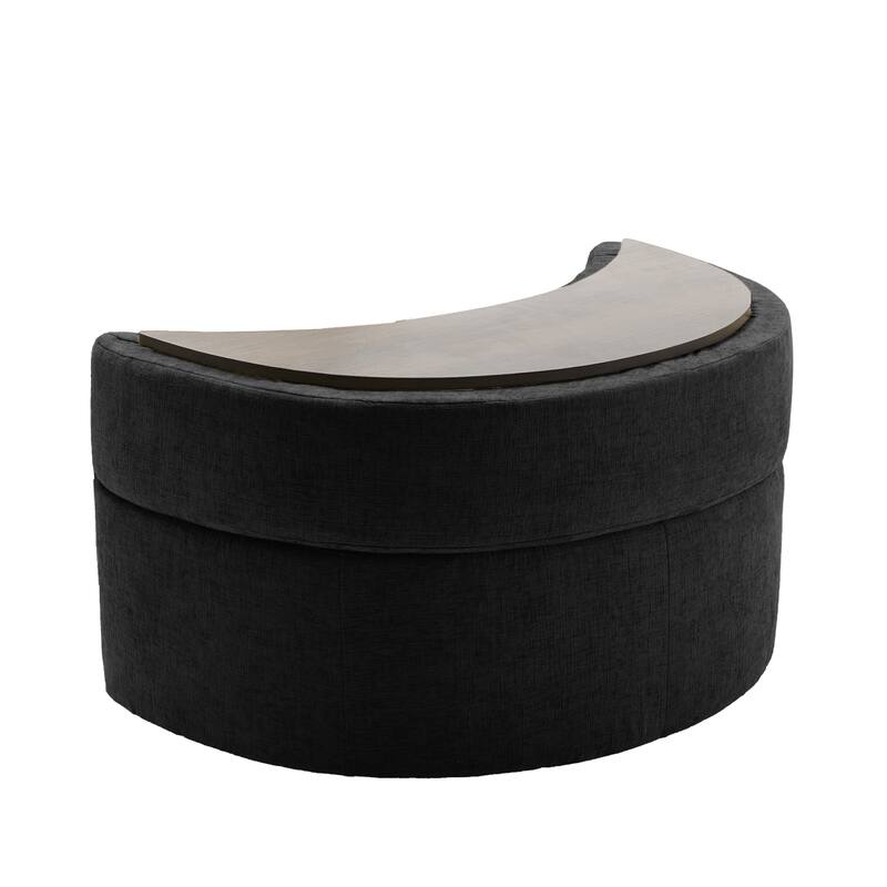 Upholstered Swivel Accent Barrel Chair And Storage Ottoman Sets