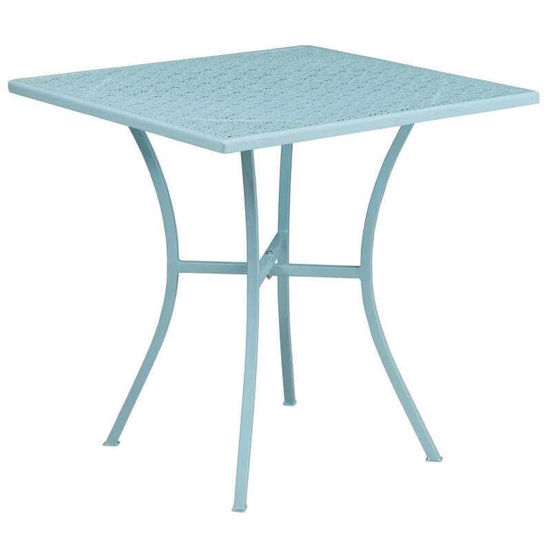 28'' Square Indoor-Outdoor Steel Patio Table Set with 2 Square Back Chairs