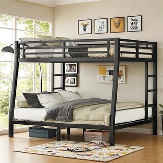 2 Side Ladder Metal Bunk Bed with Under Bed Storage, TwinXL/FullXL over Queen