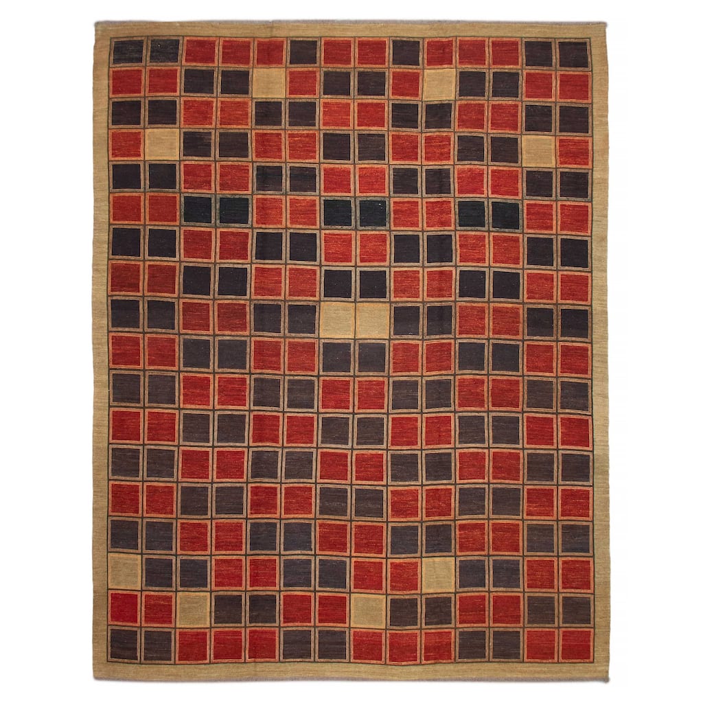 ECARPETGALLERY Flat-Weave Lahor Finest Red Wool Tapestry Kilim - 12'0 x 14'7
