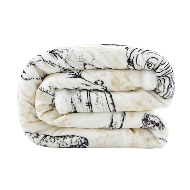 Indigo Hill by HiEnd Accents Campfire Sherpa Fleece Throw, 1PC or 3PC