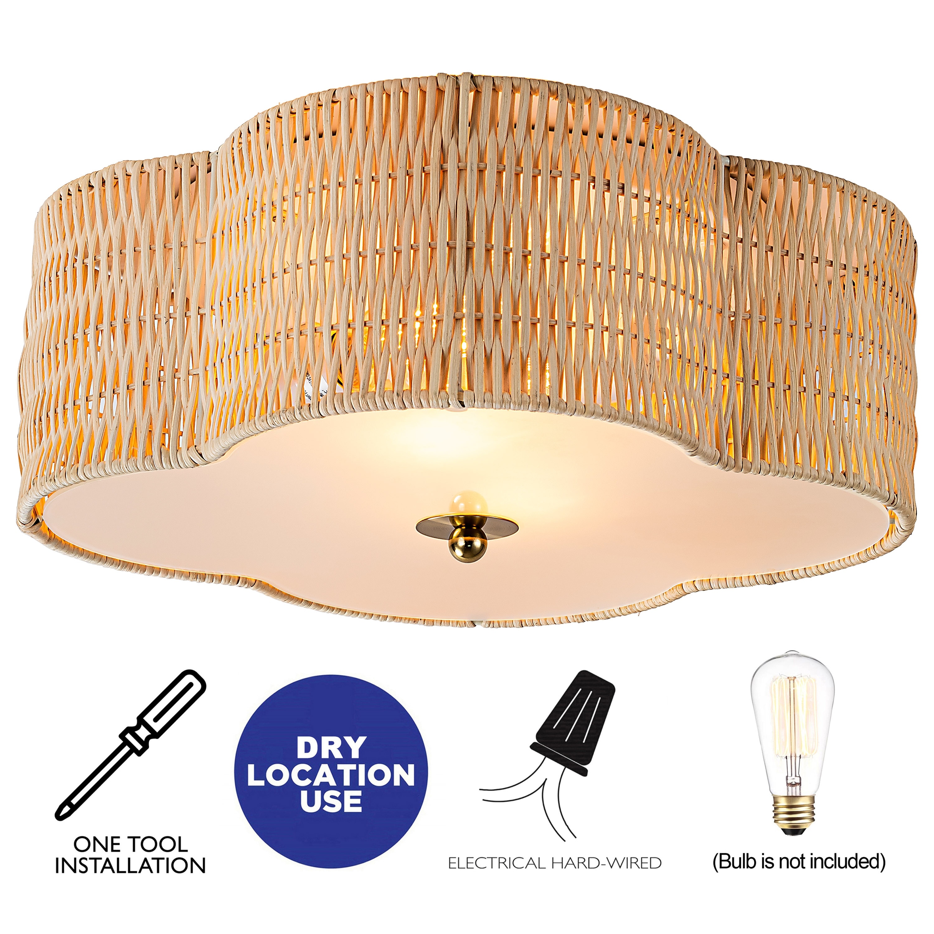 Rattan ceiling light flush mount cheap