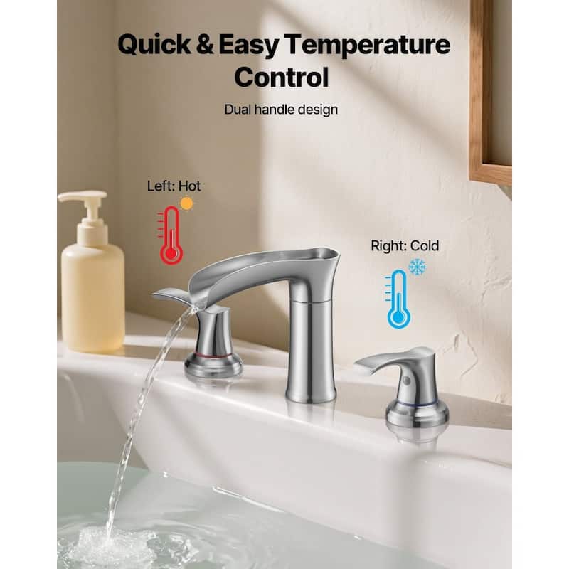 Zinc Alloy Deck Mount Roman Bathtub Faucet with Dual Handles and Drip-Free 3-Hole Installation - 6.30” x 2.24” x 8.86”